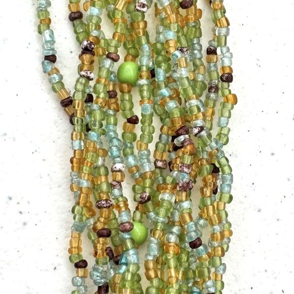 Vintage Womens Glass Seed Bead Belt Lariat Necklace Boho Earthy Granola Cottage main image 2